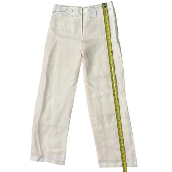 RENAISSANCE AVOCA Women’s Linen Cream Wide Leg High-Rise Pants - Picture 14 of 16